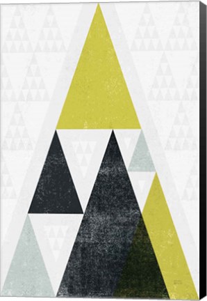 Framed Mod Triangles III Yellow Black Print