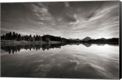 Framed Oxbow Bend sunset Grand Teton National Park Print