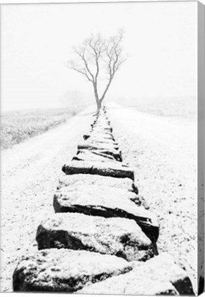 Framed Snowy Stone Wall Print