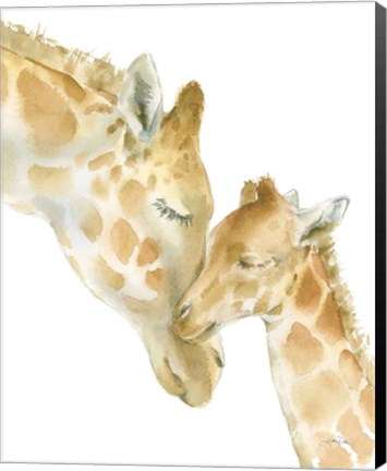 Framed Giraffe Love on White Print