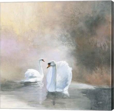 Framed Swans in Mist Print