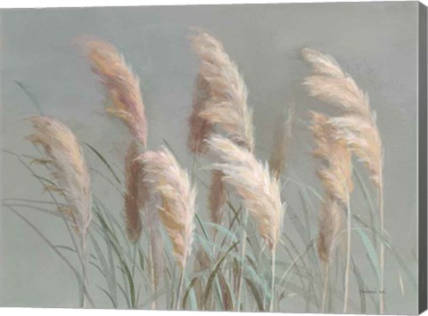 Framed Pampas Grasses on Gray Print