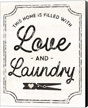 Framed Laundry Art portrait II-Love &amp; Laundry Print