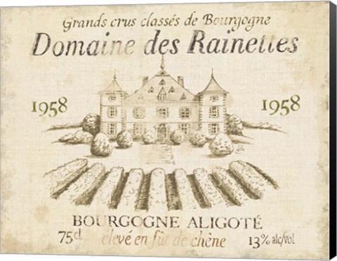 Framed French Wine Label III Cream Print