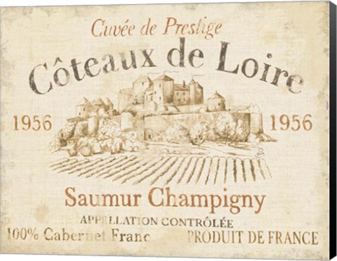 Framed French Wine Label II Cream Print