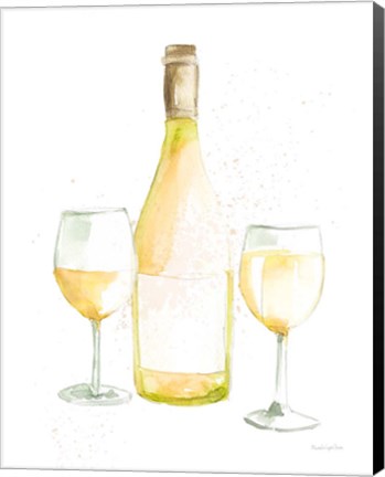 Framed Pop the Cork II White Wine Print