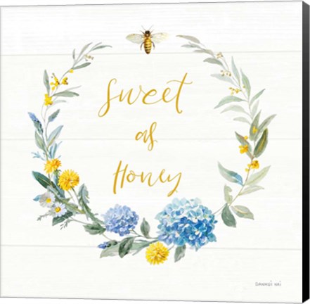 Framed Bees and Blooms - Sweet As Honey Wreath Print