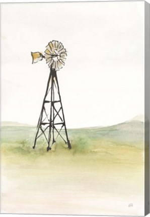 Framed Windmill Landscape I Print