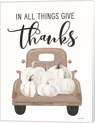 Framed Give Thanks Pumpkin Truck Print