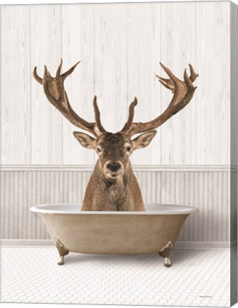 Framed Bath Time Deer Print