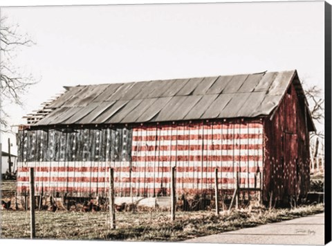 Framed American Flag Barn Print