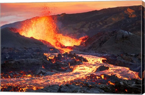 Framed La Fournaise Volcano Print