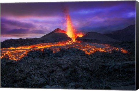 Framed Fire at Blue Hour! Print