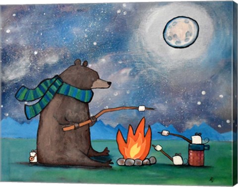 Framed Camping Bear Mouse Print