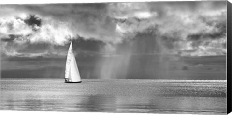 Framed Sailing on a Silver Sea (BW) Print