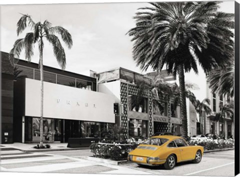 Framed Rodeo Drive, Beverly Hills, California (BW) Print