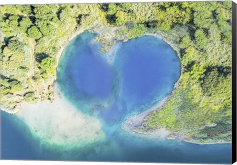 Framed Heart Shaped Atoll, Fiji Print