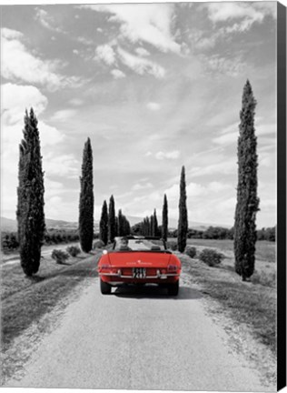 Framed Sportscar in Tuscany (BW) Print