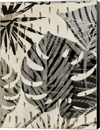 Framed Grey Palms Panel III Print