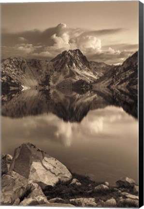 Framed Sawtooth Lake Sepia Print