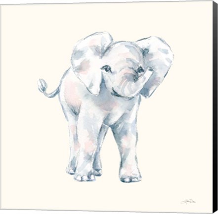 Framed Baby Elephant on Cream Print