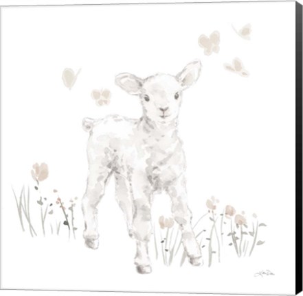 Framed Spring Lambs I Neutral Print