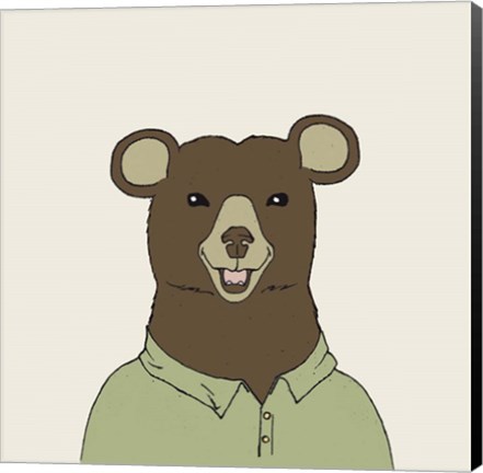 Framed Bear on Cream Print