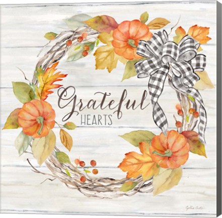 Framed Pumpkin Patch Wreath II-Grateful Print