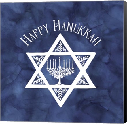 Framed Festival of Lights Blue III-Happy Hanukkah Print