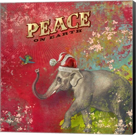 Framed Colorful Christmas I-Elephant Peace Print