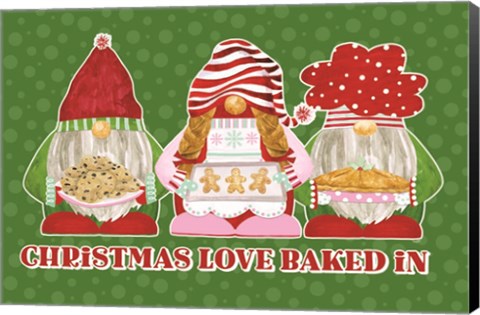 Framed Christmas Bakers I on Green Print