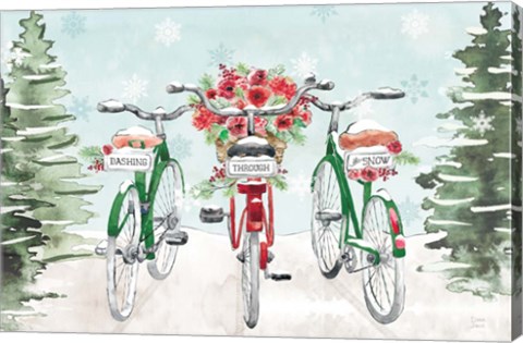 Framed Holiday Ride I Red and Green Print