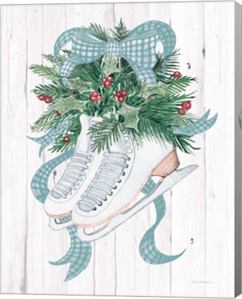 Framed Holiday Sports Ice Skates Print