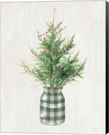 Framed White and Bright Christmas Tree II Plaid Print