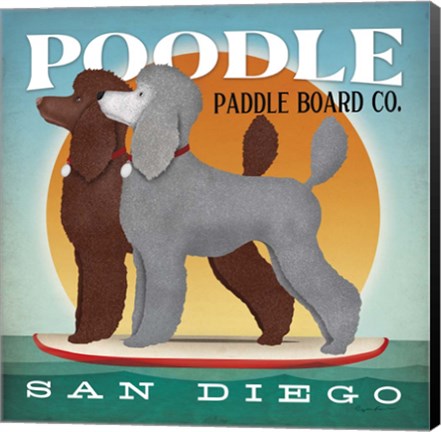 Framed Double Poodle Paddle Board Print