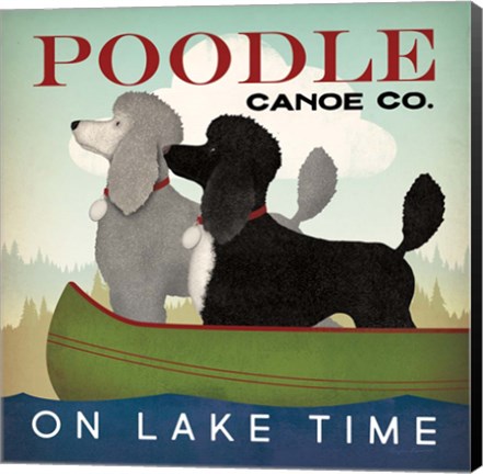 Framed Double Poodle Canoe Print