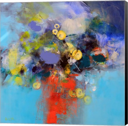 Framed Blue and Yellow Flowers Print
