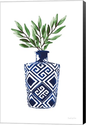 Framed Cobalt Geometric Vases III Print