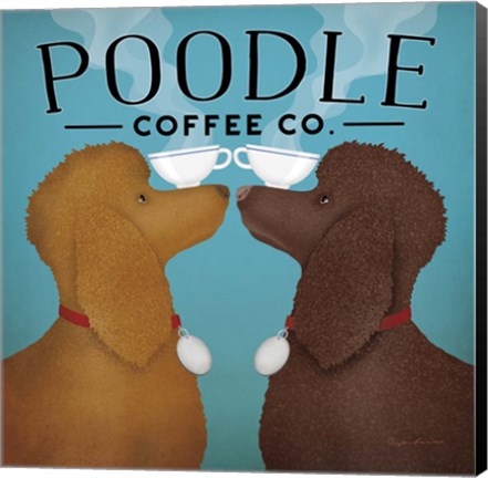 Framed Double Poodle Coffee Print