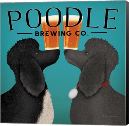 Framed Double Poodle Brewing Print