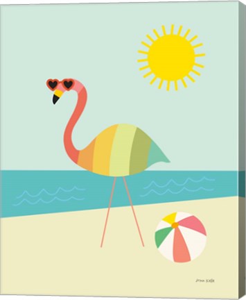 Framed Beach Flamingo Print