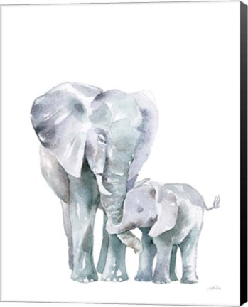 Framed Mama Elephant on White Print