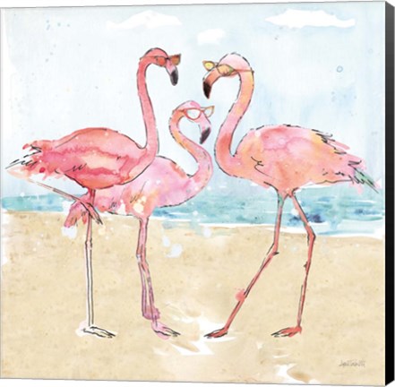 Framed Flamingo Fever Beach Print