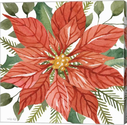 Framed Red Poinsettia Print