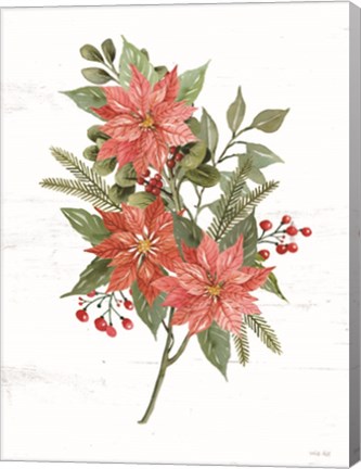 Framed Poinsettia Christmas Botanical Print