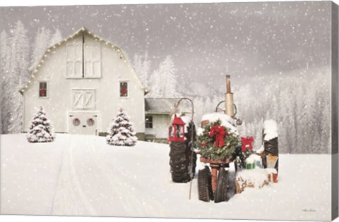 Framed Snowy Country Christmas Wishes Print