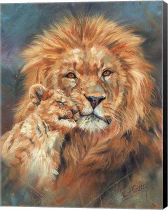 Framed Lion Love Portrait Print