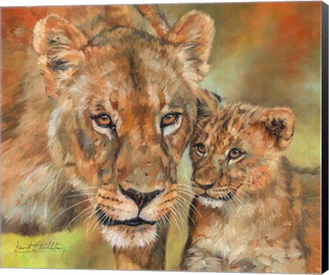 Framed Lioness And Cub Print