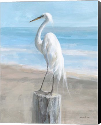 Framed Egret by the Sea Print