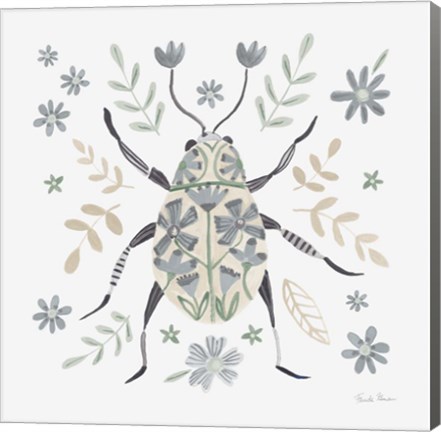 Framed Folk Beetle II Neutral Print